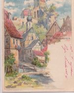 Bayern - Pottenstein Ortsansicht m. Burg farb. Künstlerkarte ungelaufen ca. 1900