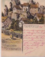 Bayern - Tüchersfeld Ortsansicht/Burg farb. Kunstler-AK ungelaufen ca. 1900