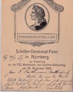 Bayern - 3+2 Pfg. Rauten Ganzsachenkarte Zudruck Schiller-Denkmal Nürnberg 1909