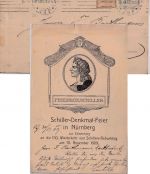 Bayern - 3+2 Pfg. Rauten Ganzsachenkarte Zudruck Schiller-Denkmal Nürnberg 1909