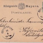 Bayern - 5 Pfg. Wappen Ganzsachenkarte K1 Ochsenfurt 14/9 - Weißenstadt 1876