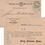 Bayern - 3 Pfg Wappen Ganzsachenkarte priv. Zudruck K1 Weiden 11. AUG