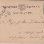 Bayern - 5 Pfg. Wappen Ganzsachenkarte kl. K1 Eltmann 10/9 - Weißenstadt