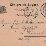 Bayern - 5 Pfg. Rauten Ganzsachenkarte/F-Teil (Zudruck) K1 München II 16. MAI 93
