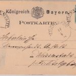Bayern - 5 Pfg. Wappen Ganzsachenkarte K1 Miltenberg 14/9 - Weißenstadt 1876