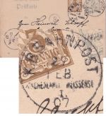 Bayern - K.B. Bahnpost Kirchenlamitz Weißenstadt I K1 Ganzsache Weißenstadt 1908