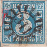 Bayern - 3 Kr. Quadrat blau (Druckzufall !) Brief gMR 311 HKS Schwabach 10/11