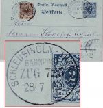 DR - 2 Pfg. K/A Ganzsachenkarte + Zusatz Bahnpost Schleusingen Themar 1900