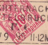 Luxemburg - Echternach/Ettelbruck Bahnpost-Ra4 10 C. GA-Karte Diekirch 1895