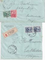 Rumänien - Craiova 1908/09 2 Einschreibebriefe n. Marktredwitz