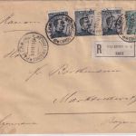 Italien - 3x15+5 C. Freimarken Einschreibebrief Palermo - Marktredwitz 1910