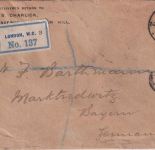 England - 6 P. Edward VII. Einschreibebrief London - Marktredwitz 1909