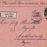 Schweiz - 50 Rp. sitz. Helvetia Einschreibebrief Aarau - Marktredwitz 1909