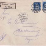 Schweiz - 2x25 Rp sitz. Helvetia Einschreibebrief St. Gallen - Marktredwitz 1913