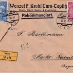 Österreich - 25+10 H. 80. Geb. Franz-J Einschreibebrief Turn - Marktredwitz 1910