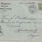 Luxemburg - 37 1/2 C. Wilhelm Einschreibebrief Wecker - Marktredwitz 1912