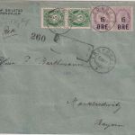Norwegen - 2x15 Ö./4 Sk. u.a. Einschreibebrief Trondheim - Marktredwitz 1911
