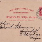 Norwegen - 10 Ö. Posthorn Ganzsachenkarte Bureau Reexped. de Christiania 1892