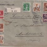 Schweiz - 2x12 Rp. Tell u.a. Einschreibebrief Bern - Marktredwitz 1915