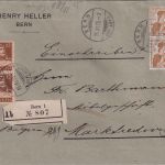 Schweiz - 2x12 Rp. Tell u.a. Einschreibebrief Bern - Marktredwitz 1915