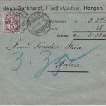 Schweiz - 15 Rp. Kreuz/Ziffer Nachnahmebrief Horgen - Meilen 1906