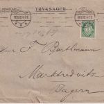 Norwegen - 5 Ö. Posthorn Drucksachenbrief Trondheim - Marktredwitz 1912