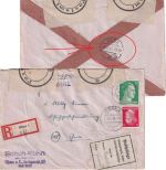 DR - 42+12 Pfg AH Einschreibebrief Riesa 2 - Gera 5.4.45/6.8.45 Überroller