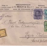 Österreich - 30 H. Kaiser Karlu.a. Einschreibebrief Wien - Eger 1919