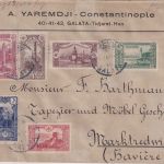 Türkei - Freimarken 1914 Teilsatz/Brief Galata - Marktredwitz 1914
