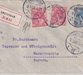 Niederlande - 2x5+12 1/2 C. Wilhelmina Einschreibebrief Amsterdam 1908