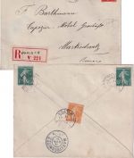 Frankreich - 10 C. GA-Umschlag+Zusatz/Einschreiben Paris - Marktredwitz 1911