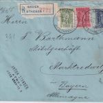 Griechenland - 40+30+5 L. Hermes Einschreibebrief Athen - Marktredwitz 1915