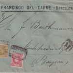 Spanien - 40+10 C. Alfons XIII. Einschreibebrief Barcelona - Marktredwitz 1908