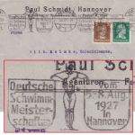 DR - Hannover 1927 Dt. Schwimm-Meisterschaften Masch.werbestempel Brief