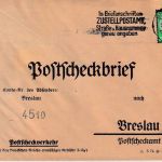 DR - 5 Pfg. Hindenburg/Trauer Postscheck-Ortsbrief Breslau 1935