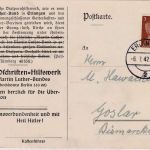 DR - Erlangen 1942 Spendenwerbekarte Martin Luther Bund n. Goslar