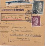 DR - 1 RM + 15 Pfg. AH Wertpaketkarte (Lazarett !) Reiboldsgrün 1942