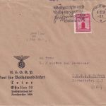 DR - 12 Pfg. Adler/Sockel Dienstbrief NSDAP Trier - Goslar 1939
