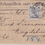 Österreich/Levante - 1 Pia/10 Kr. Muster ohne Wert-Vds. Smyrna - Magdeburg 1898