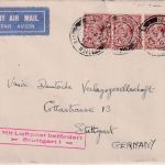 England - 3x1 1/2 P. George V. Luftpostbrief London - Stuttgart 1930
