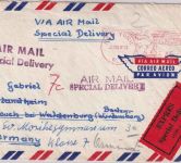 USA - New York 1959 45 C. PFS Luftpost-Eilbrief n. Waldenburg Nachsendevermerk