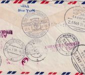 USA - New York 1959 45 C. PFS Luftpost-Eilbrief n. Waldenburg Nachsendevermerk