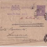 South Australia - 1/2 P. GA-Streifband+Zusatz n. ENGLAND Adelaid Weiterleitung