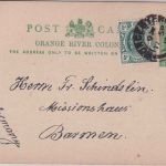 Transvaal - 1/2 P. Grand river colony Ganzsache+Zusatz Worcester - Barmen 1912