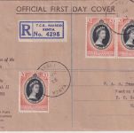 Ostafrik. Gemeinschaft - 3x20 C. Krönung Elisabeth Einschreibebrief/FDC 1953