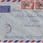Kamerun - 2x15 Fr. Bananenernte Luftpostbrief Douala - Nienburg 1955