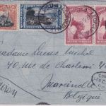 Belgisch Kongo - 2 Fr. Flugpostmarke u.a. Luftpostbrief Leopoldville 1935