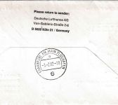 UAE - Lufthansa Firstflight Dubai/FFM Luftpostbrief 1982