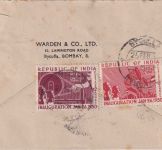 Indien - 12+2 A. Inauguration Luftpostbrief n. SCHWEDEN Byculla 1950 Fehlleitung