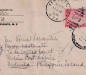 USA - 50 C. China Clipper Luftpostbrief n. PHILIPPINEN New York - Manila 1939